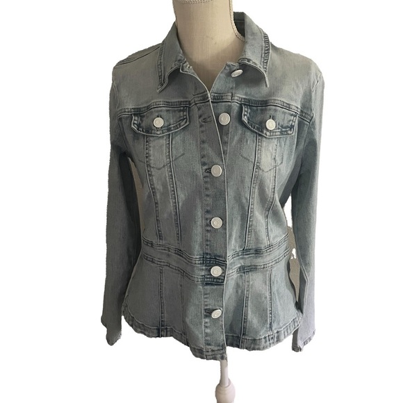 NWT Skinnygirl Peplum Denim Jacket-Chambray Western Cowgirl Chic Size S - Picture 2 of 9